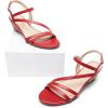 DREAM PAIRS Strappy Wrapped Dressy Wedge Sandals, Comfortable Ankle Strap Open Toe Evening Dress Wedding Dance Summer Shoes(Red-pu)