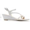 DREAM PAIRS Strappy Wrapped Dressy Wedge Sandals, Comfortable Ankle Strap Open Toe Evening Dress Wedding Dance Summer Shoes(Silver-glitter)