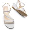 DREAM PAIRS Strappy Wrapped Dressy Wedge Sandals, Comfortable Ankle Strap Open Toe Evening Dress Wedding Dance Summer Shoes(Silver-glitter)