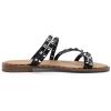 DREAM PAIRS Women’s Clear Studded Rhinestone Slide Sandals Slip on Open Toe Cute Flat Sandals for Summer(Black/Pu/Rivet)