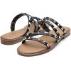 DREAM PAIRS Women’s Clear Studded Rhinestone Slide Sandals Slip on Open Toe Cute Flat Sandals for Summer(Black/Pu/Rivet)