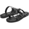 DREAM PAIRS Women’s Clear Studded Rhinestone Slide Sandals Slip on Open Toe Cute Flat Sandals for Summer(Black-pu)