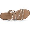 DREAM PAIRS Women’s Clear Studded Rhinestone Slide Sandals Slip on Open Toe Cute Flat Sandals for Summer(Nude/Pu/Rivet)