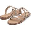 DREAM PAIRS Women’s Clear Studded Rhinestone Slide Sandals Slip on Open Toe Cute Flat Sandals for Summer(Nude/Pu/Rivet)