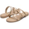 DREAM PAIRS Women’s Clear Studded Rhinestone Slide Sandals Slip on Open Toe Cute Flat Sandals for Summer(Nude-pu)