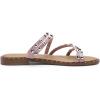 DREAM PAIRS Women’s Clear Studded Rhinestone Slide Sandals Slip on Open Toe Cute Flat Sandals for Summer(Pink-pu-rivet)