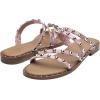 DREAM PAIRS Women’s Clear Studded Rhinestone Slide Sandals Slip on Open Toe Cute Flat Sandals for Summer(Pink-pu-rivet)