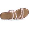 DREAM PAIRS Women’s Clear Studded Rhinestone Slide Sandals Slip on Open Toe Cute Flat Sandals for Summer(Pink-pu-rivet)