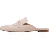 DREAM PAIRS Women’s Flat Mules Buckle Pointed Toe Backless Slip on Slides Loafer Shoes(Beige/Suede)