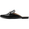 DREAM PAIRS Women’s Flat Mules Buckle Pointed Toe Backless Slip on Slides Loafer Shoes(Black-snake)