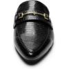 DREAM PAIRS Women’s Flat Mules Buckle Pointed Toe Backless Slip on Slides Loafer Shoes(Black-snake)