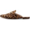 DREAM PAIRS Women’s Flat Mules Buckle Pointed Toe Backless Slip on Slides Loafer Shoes(Leopard-suede)