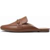 DREAM PAIRS Women’s Flat Mules Buckle Pointed Toe Backless Slip on Slides Loafer Shoes(Tan/Pu)