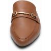 DREAM PAIRS Women’s Flat Mules Buckle Pointed Toe Backless Slip on Slides Loafer Shoes(Tan/Pu)