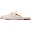 DREAM PAIRS Women’s Flat Mules Buckle Pointed Toe Backless Slip on Slides Loafer Shoes(White/Pu)