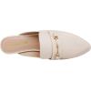 DREAM PAIRS Women’s Flat Mules Buckle Pointed Toe Backless Slip on Slides Loafer Shoes(White/Pu)