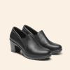 DREAM PAIRS Women’s Low Chunky Block Heels Pumps Comfortable Slip-on Heeled Loafers Dress Work Shoes for Office Business LOLA(Black)