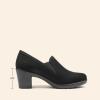 DREAM PAIRS Women’s Low Chunky Block Heels Pumps Comfortable Slip-on Heeled Loafers Dress Work Shoes for Office Business LOLA(Black/Suede)