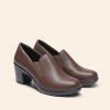 DREAM PAIRS Women’s Low Chunky Block Heels Pumps Comfortable Slip-on Heeled Loafers Dress Work Shoes for Office Business LOLA(Dark Brown)