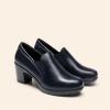 DREAM PAIRS Women’s Low Chunky Block Heels Pumps Comfortable Slip-on Heeled Loafers Dress Work Shoes for Office Business LOLA(Dark Navy)