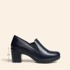 DREAM PAIRS Women’s Low Chunky Block Heels Pumps Comfortable Slip-on Heeled Loafers Dress Work Shoes for Office Business LOLA(Dark Navy)