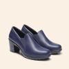 DREAM PAIRS Women’s Low Chunky Block Heels Pumps Comfortable Slip-on Heeled Loafers Dress Work Shoes for Office Business LOLA(Navy)