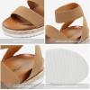 DREAM PAIRS Women’s Open Toe Ankle Strap Espadrille Flatform Platform Wedge Sandals(Camel)