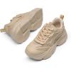 DREAM PAIRS Women’s Platform Chunky Fashion Sneakers Jaxon Walking Lace-Up Comfortable Dad Sneakers Workout Sport Work Casual Tennis Shoes(Apricot)