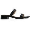 DREAM PAIRS Women’s Slides Heels Slip On Low Block Sandals Two Strap Open Round Toe Chunky Casual Summer Mules Shoes(Black)