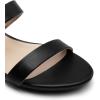 DREAM PAIRS Women’s Slides Heels Slip On Low Block Sandals Two Strap Open Round Toe Chunky Casual Summer Mules Shoes(Black)
