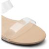 DREAM PAIRS Women’s Slides Heels Slip On Low Block Sandals Two Strap Open Round Toe Chunky Casual Summer Mules Shoes(Clear)