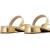 DREAM PAIRS Women’s Slides Heels Slip On Low Block Sandals Two Strap Open Round Toe Chunky Casual Summer Mules Shoes(Gold)