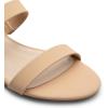 DREAM PAIRS Women’s Slides Heels Slip On Low Block Sandals Two Strap Open Round Toe Chunky Casual Summer Mules Shoes(Nude-nubuck)