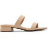 DREAM PAIRS Women’s Slides Heels Slip On Low Block Sandals Two Strap Open Round Toe Chunky Casual Summer Mules Shoes(Nude-nubuck)