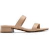 DREAM PAIRS Women’s Slides Heels Slip On Low Block Sandals Two Strap Open Round Toe Chunky Casual Summer Mules Shoes(Nude-pu)