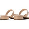 DREAM PAIRS Women’s Slides Heels Slip On Low Block Sandals Two Strap Open Round Toe Chunky Casual Summer Mules Shoes(Nude-pu)