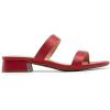 DREAM PAIRS Women’s Slides Heels Slip On Low Block Sandals Two Strap Open Round Toe Chunky Casual Summer Mules Shoes(Red)