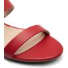 DREAM PAIRS Women’s Slides Heels Slip On Low Block Sandals Two Strap Open Round Toe Chunky Casual Summer Mules Shoes(Red)