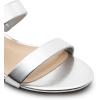 DREAM PAIRS Women’s Slides Heels Slip On Low Block Sandals Two Strap Open Round Toe Chunky Casual Summer Mules Shoes(Silver)