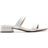 DREAM PAIRS Women’s Slides Heels Slip On Low Block Sandals Two Strap Open Round Toe Chunky Casual Summer Mules Shoes(White)