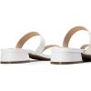 DREAM PAIRS Women’s Slides Heels Slip On Low Block Sandals Two Strap Open Round Toe Chunky Casual Summer Mules Shoes(White)