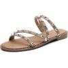 DREAM PAIRS Women’s Clear Studded Rhinestone Slide Sandals Slip on Open Toe Cute Flat Sandals for Summer(Nude/Pu/Rivet)