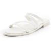 DREAM PAIRS Women’s Clear Studded Rhinestone Slide Sandals Slip on Open Toe Cute Flat Sandals for Summer(White-pu)