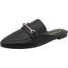 DREAM PAIRS Women’s Flat Mules Buckle Pointed Toe Backless Slip on Slides Loafer Shoes(Black/Pu)