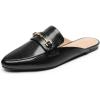 DREAM PAIRS Women’s Flat Mules Buckle Pointed Toe Backless Slip on Slides Loafer Shoes(Black-snake)