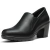 DREAM PAIRS Women’s Low Chunky Block Heels Pumps Comfortable Slip-on Heeled Loafers Dress Work Shoes for Office Business LOLA(Black)