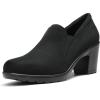 DREAM PAIRS Women’s Low Chunky Block Heels Pumps Comfortable Slip-on Heeled Loafers Dress Work Shoes for Office Business LOLA(Black/Suede)