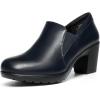 DREAM PAIRS Women’s Low Chunky Block Heels Pumps Comfortable Slip-on Heeled Loafers Dress Work Shoes for Office Business LOLA(Dark Navy)