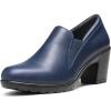DREAM PAIRS Women’s Low Chunky Block Heels Pumps Comfortable Slip-on Heeled Loafers Dress Work Shoes for Office Business LOLA(Navy)