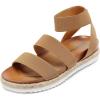 DREAM PAIRS Women’s Open Toe Ankle Strap Espadrille Flatform Platform Wedge Sandals(Camel)